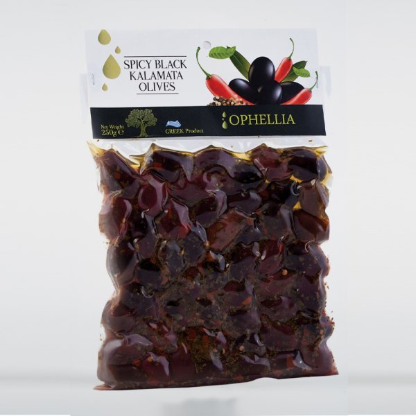 Spicy Kalamata Olives vacuum packed 250 gr.