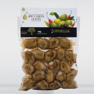 Green Olives with Spices in Vacuum